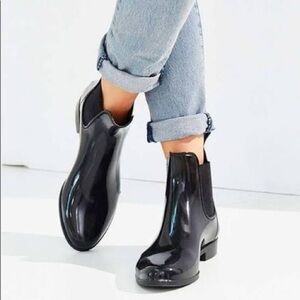 Sam Edelman Black Tinsley Patent Leather Rain Boots